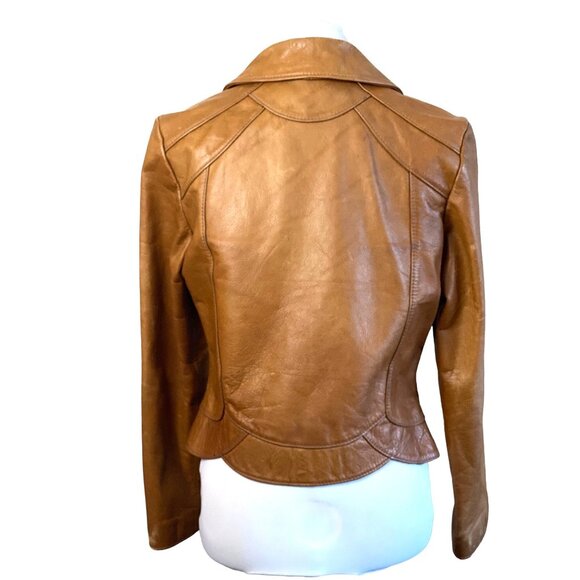 Vintage East West Tan Leather Jacket Signed Reptila Numbered 200 13 HTF Original - Picture 2 of 16